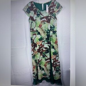 Floryday Womens Maxi Floral Green Party Casual Dress Size L NWT